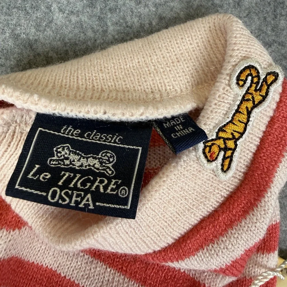 Vtg Le Tigre Single Leg Warmer NWT Red Cream Striped Knit Replacement Accessory